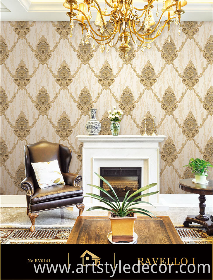 Damask Vinyl PVC Wallpaper For Interior Home Decor